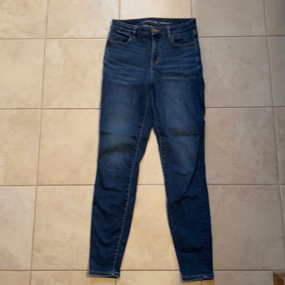 American Eagle blue stretchy skinny jeans size 2 Long